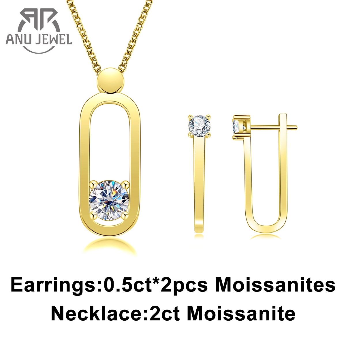 AnuJewel 2ct D Color Moissanit - Ansi Chain recension och pris