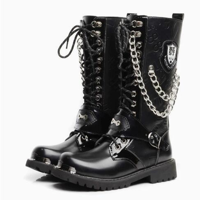 Luxury Men Motorcycle Boots Mi - Steel Chain recension och pris